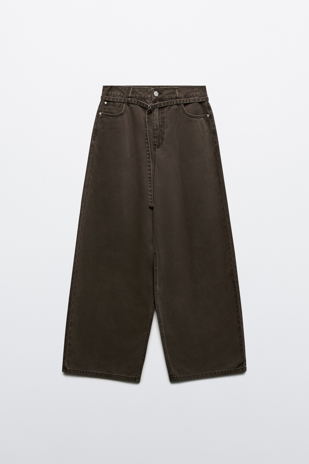 Джинсы baggy с поясом-шнурком - цвет зеленый - 8