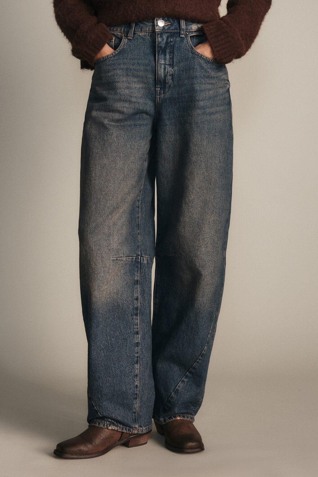 Джинсы barrel fit с высокой посадкой - цвет темный тинт - 2