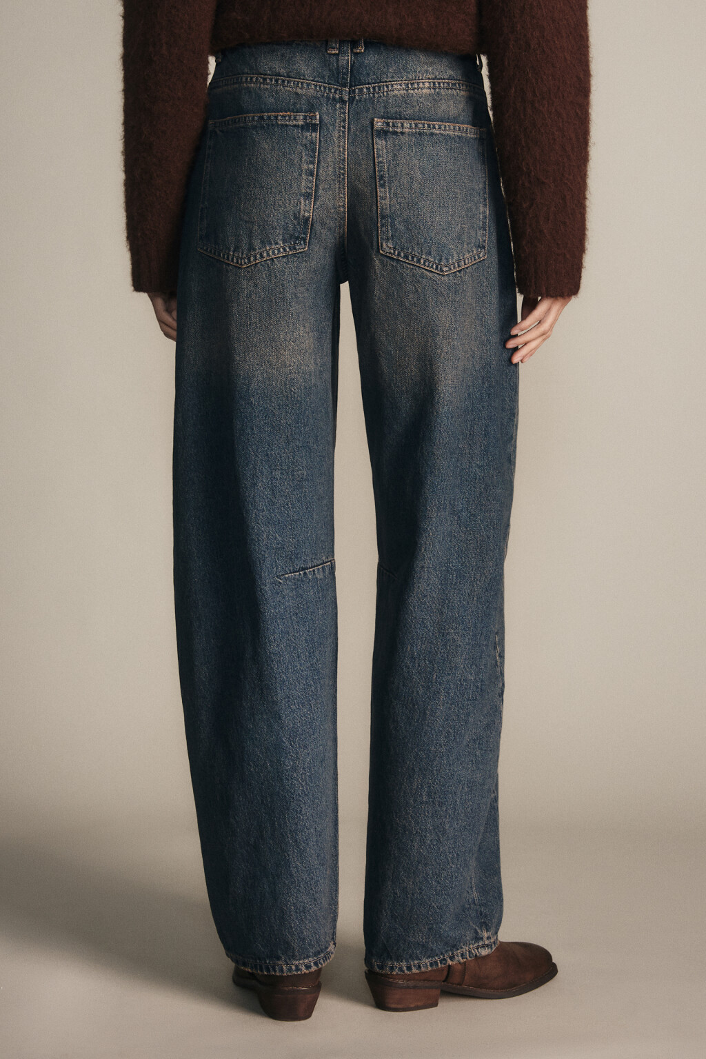 Джинсы barrel fit с высокой посадкой - цвет темный тинт - 3