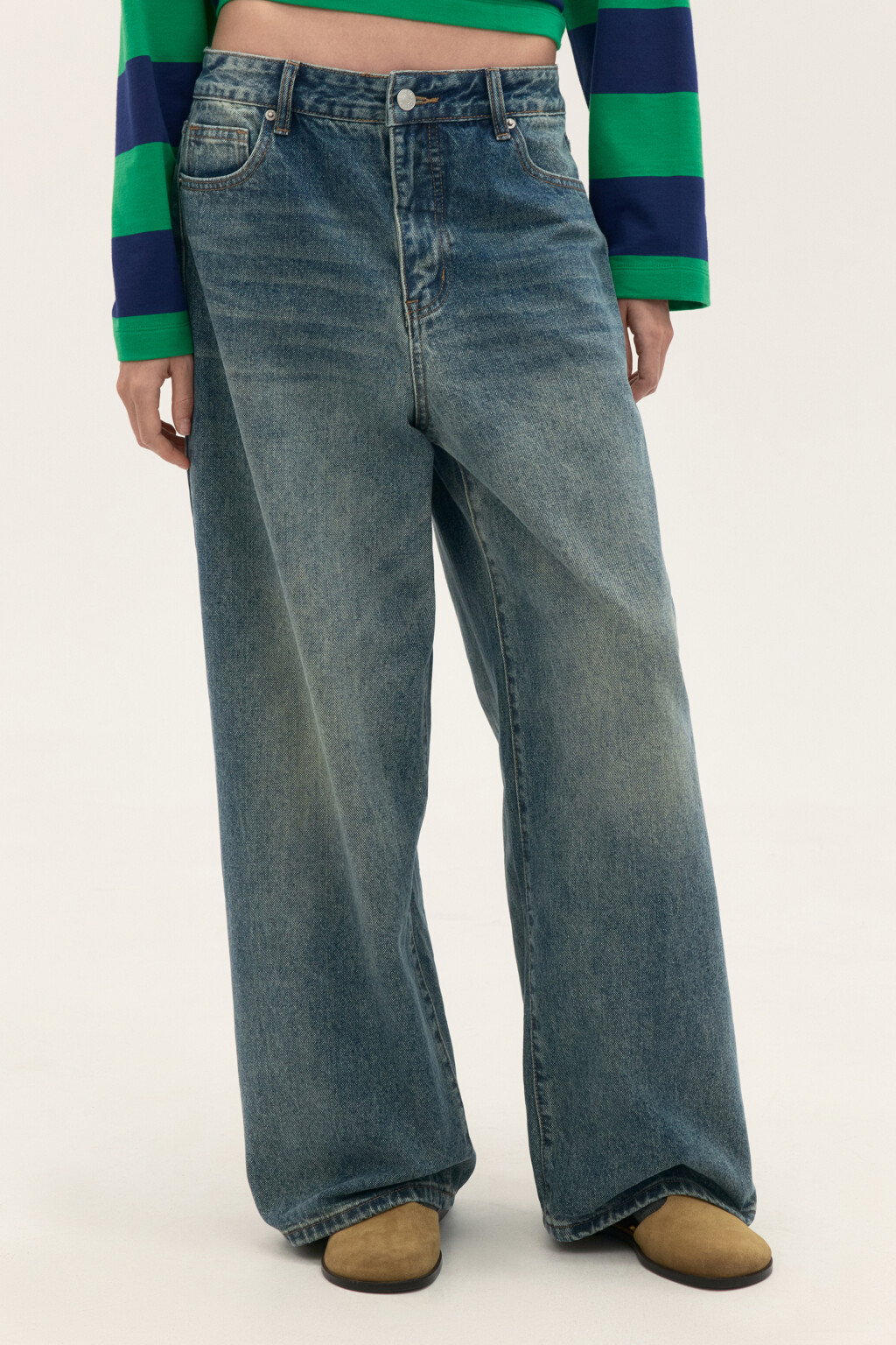 Джинсы baggy fit со средней посадкой - цвет темный тинт - 3