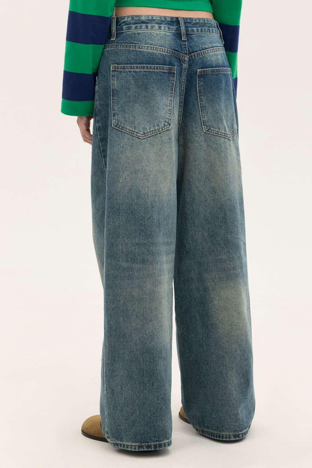 Джинсы baggy fit со средней посадкой - цвет темный тинт - 4