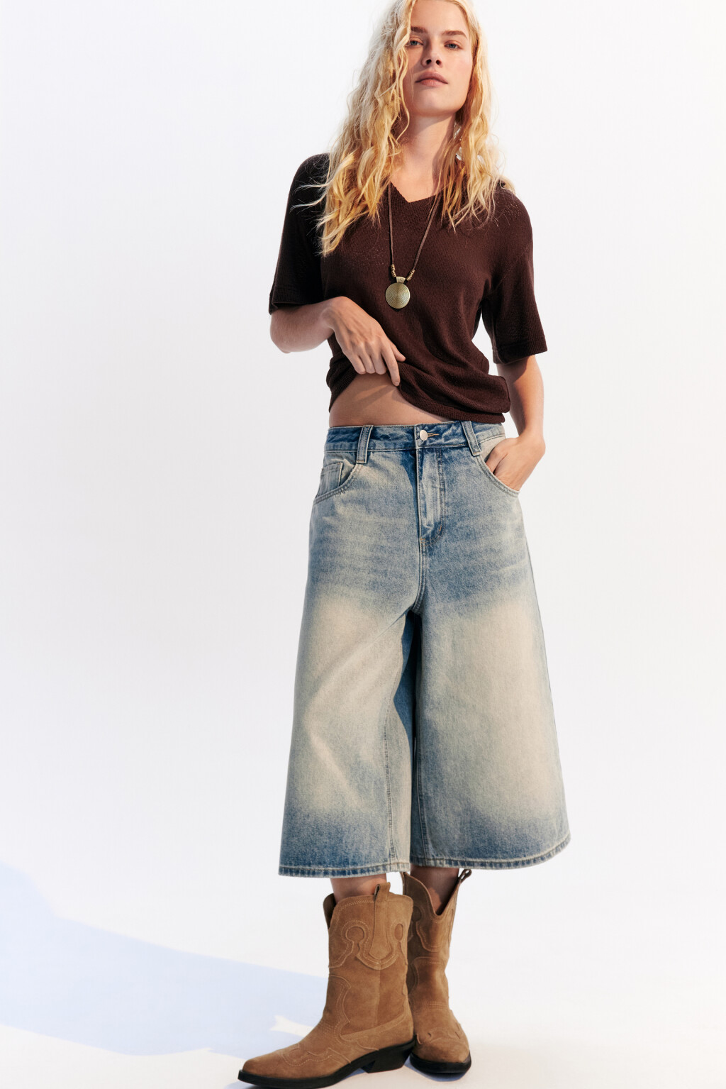 Джортсы с низкой посадкой - цвет синий - 1