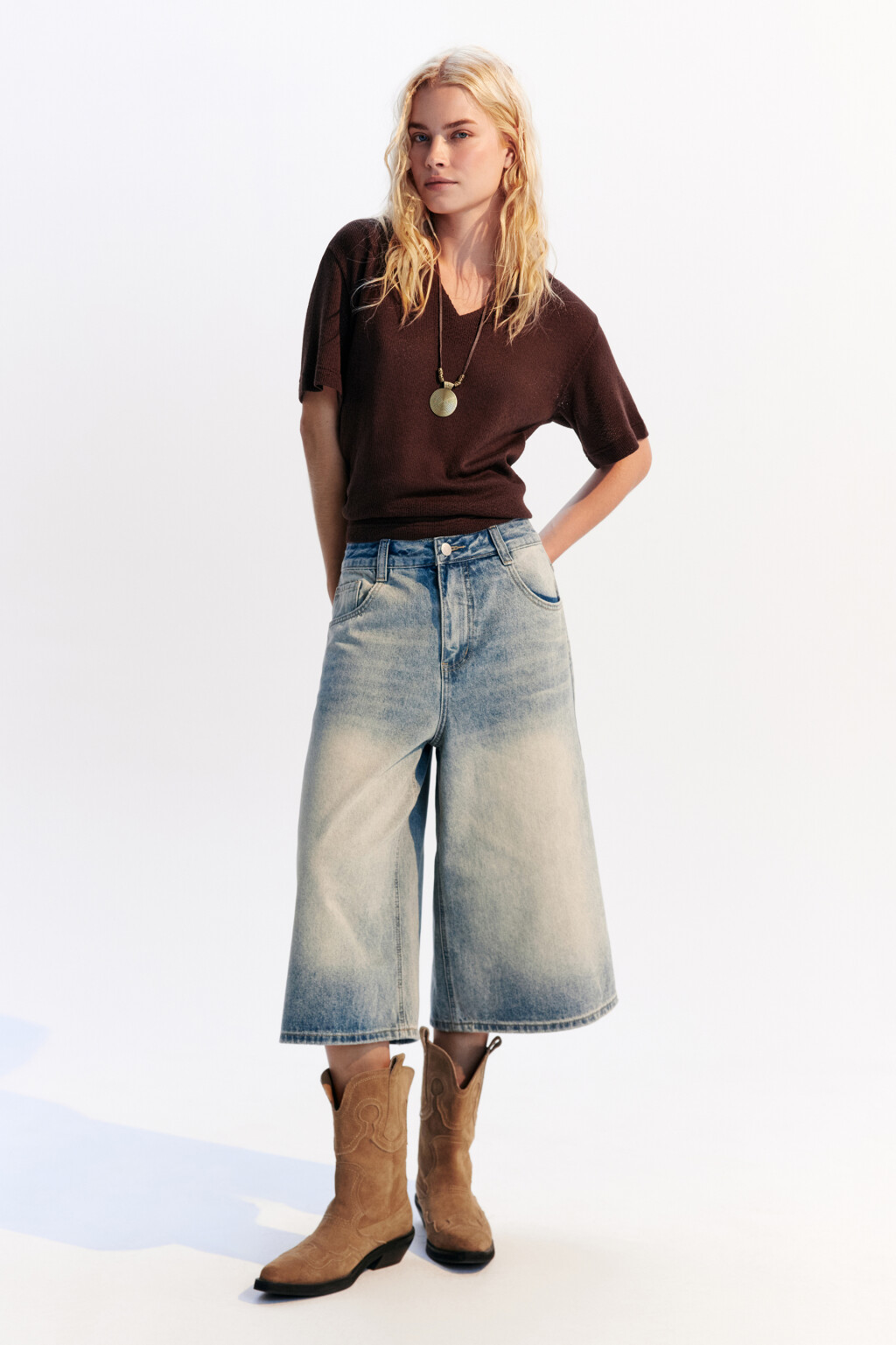 Джортсы с низкой посадкой - цвет синий - 4