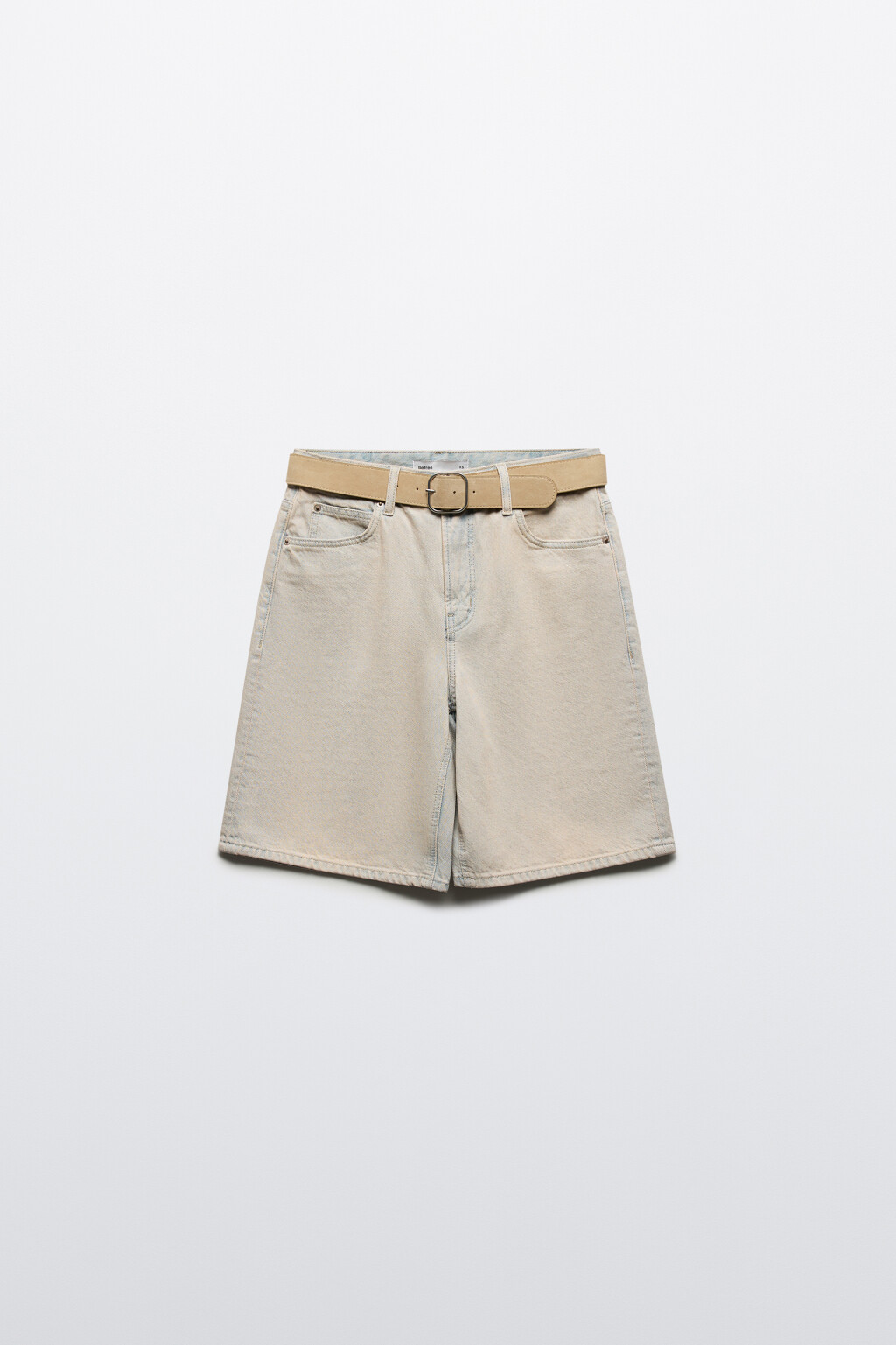 Шорты джинсовые прямые с ремнем - цвет синий - 8