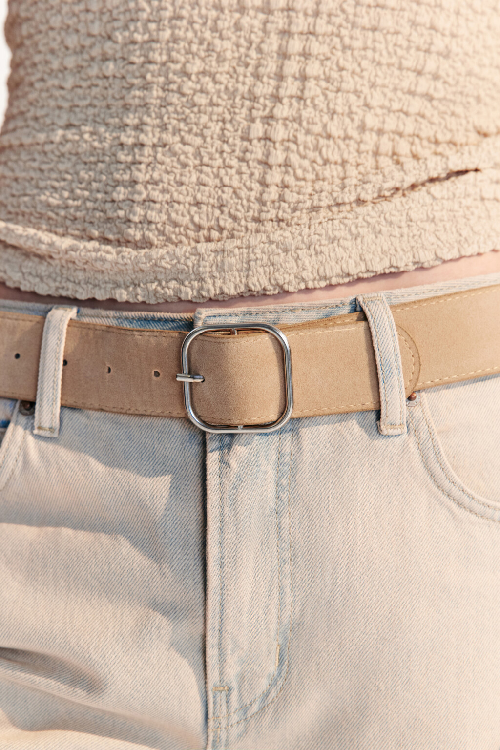 Шорты джинсовые прямые с ремнем - цвет синий - 6