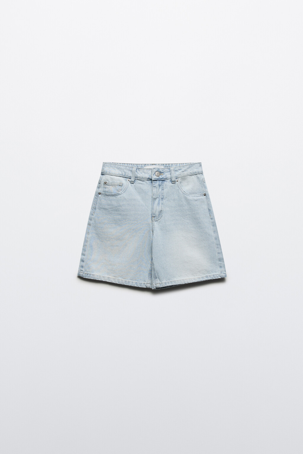 Шорты джинсовые с высокой посадкой - цвет голубой - 7