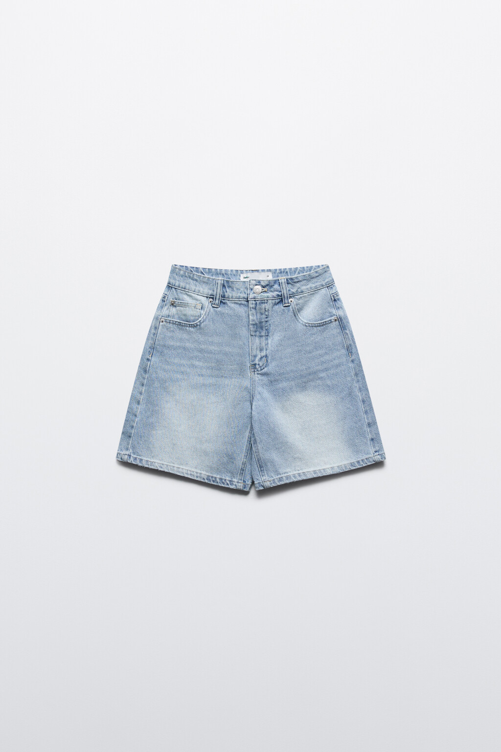 Шорты джинсовые с высокой посадкой - цвет голубой - 7