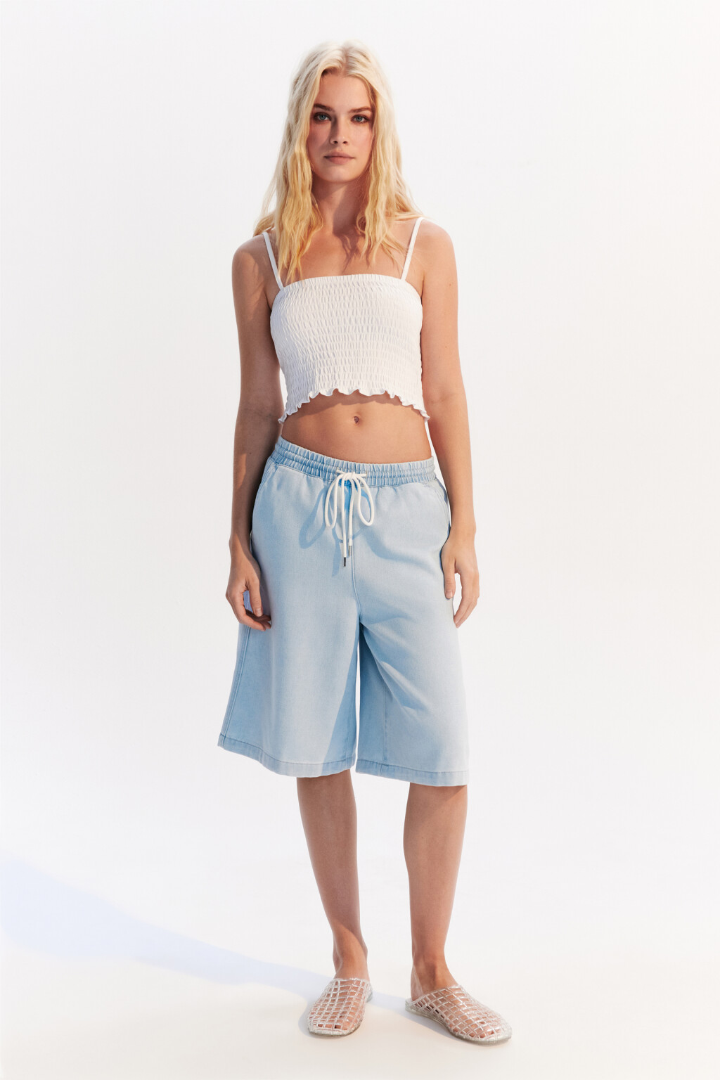 Джортсы с поясом на завязках - цвет голубой - 4