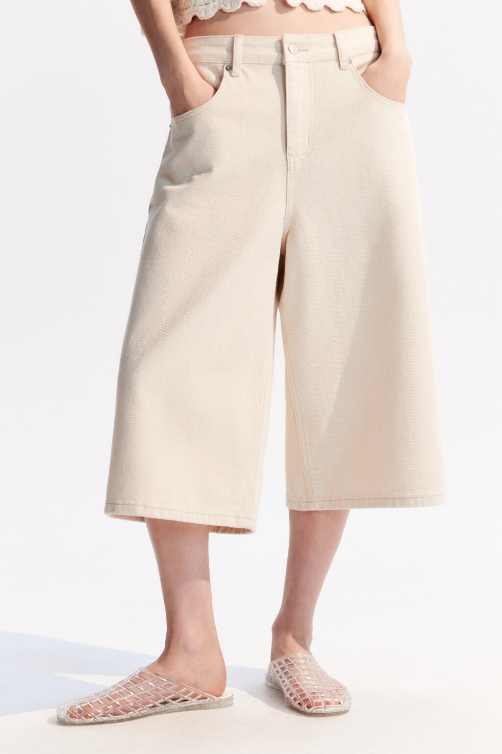 Джортсы с низкой посадкой - цвет бежевый - 2