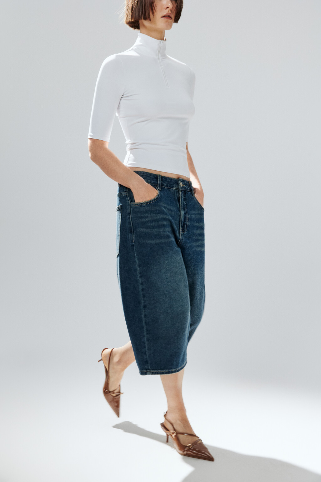 Джортсы широкие с низкой посадкой - цвет синий - 1