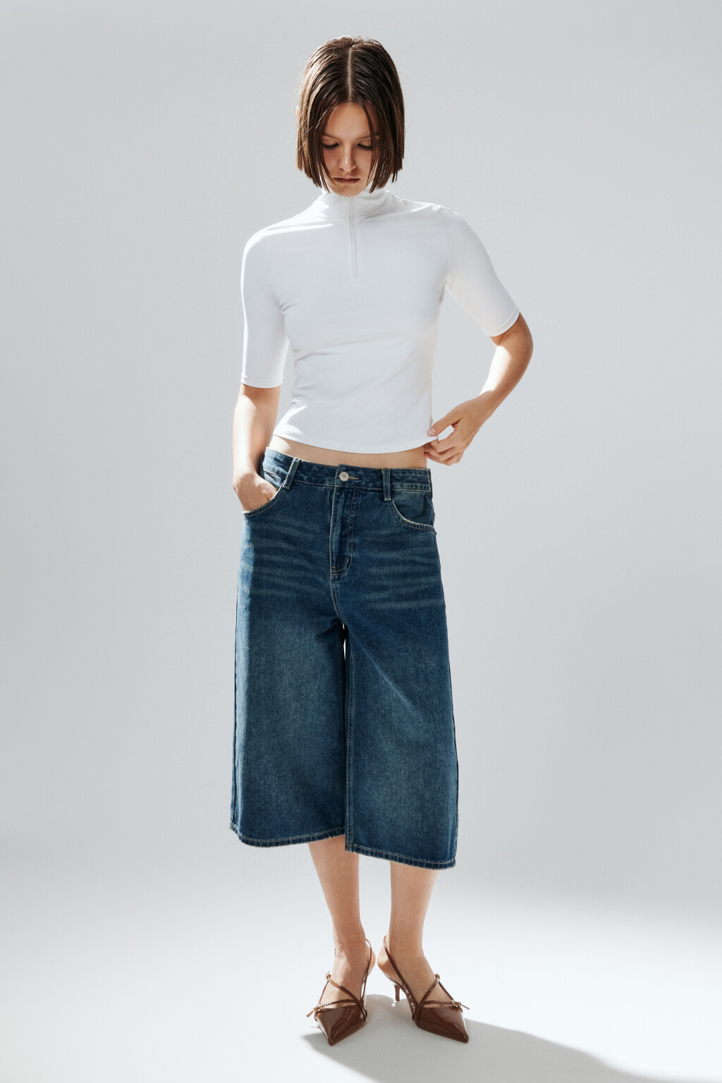 Джортсы широкие с низкой посадкой - цвет синий - 2