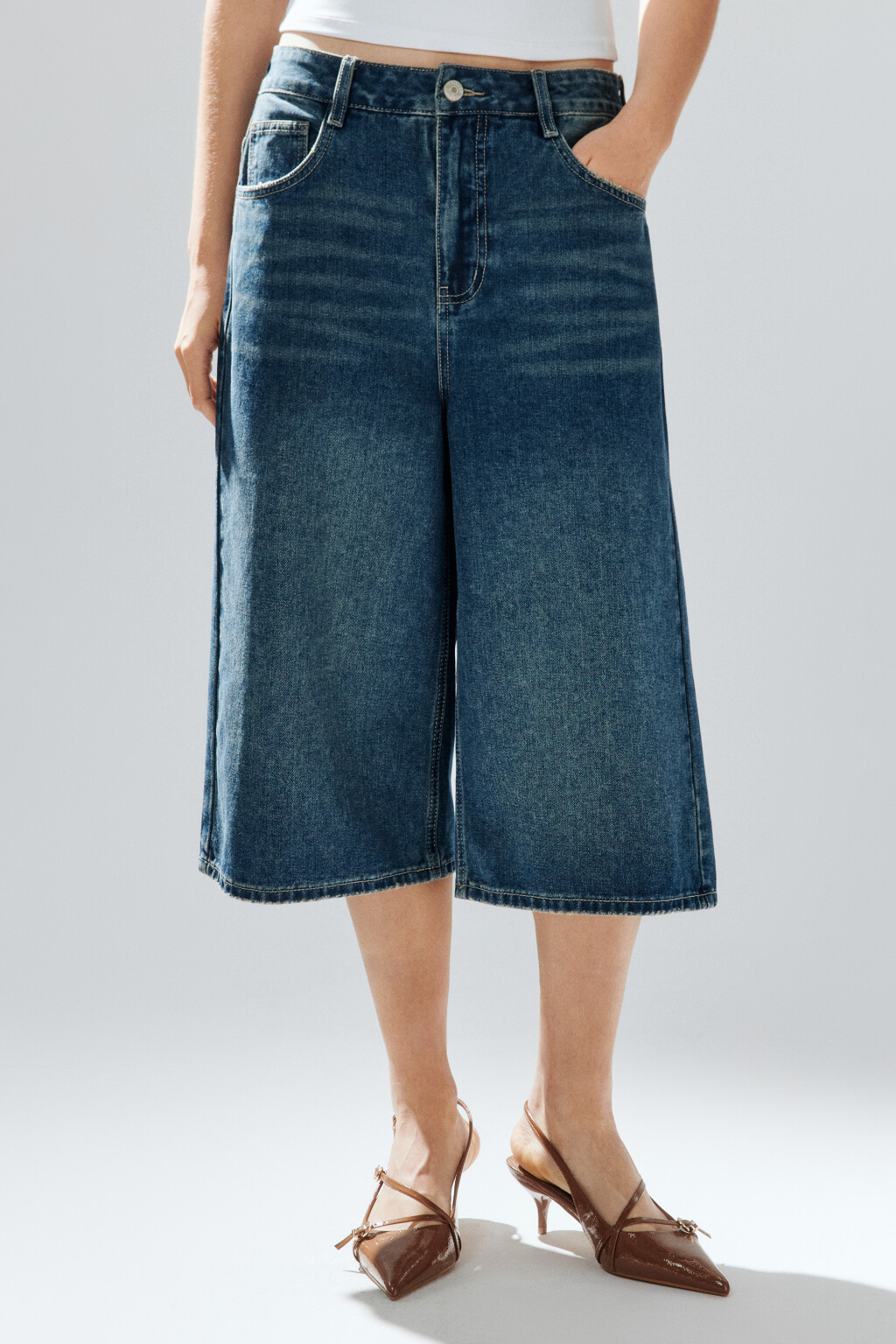 Джортсы широкие с низкой посадкой - цвет синий - 3