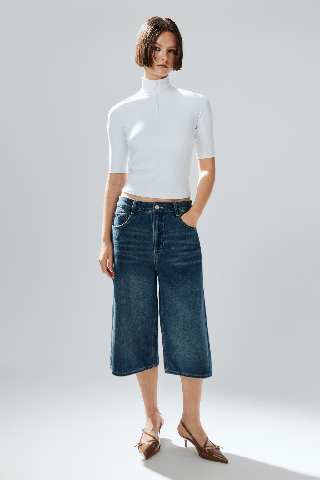 Джортсы широкие с низкой посадкой - цвет синий - 5