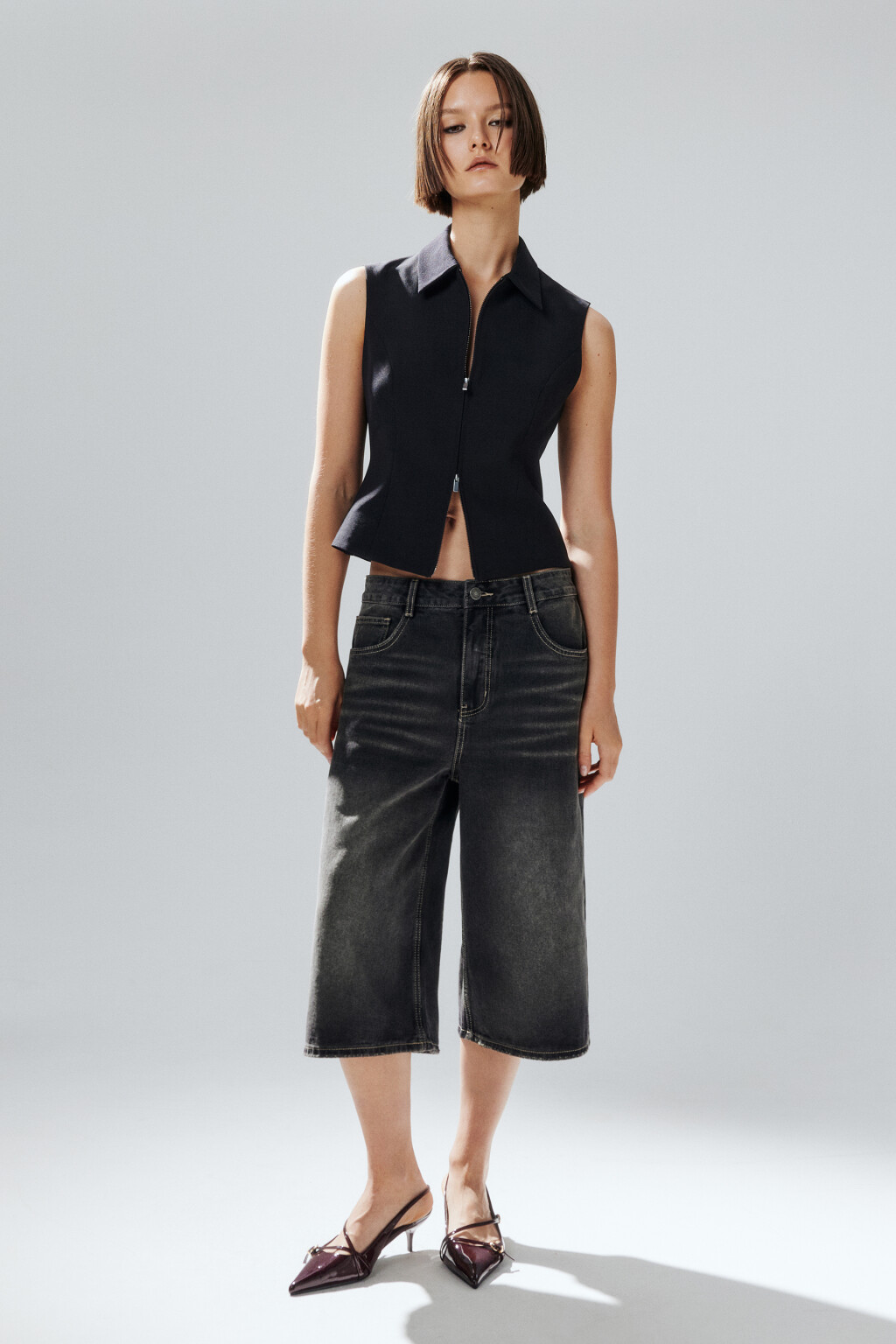 Джортсы широкие с низкой посадкой - цвет серый - 5