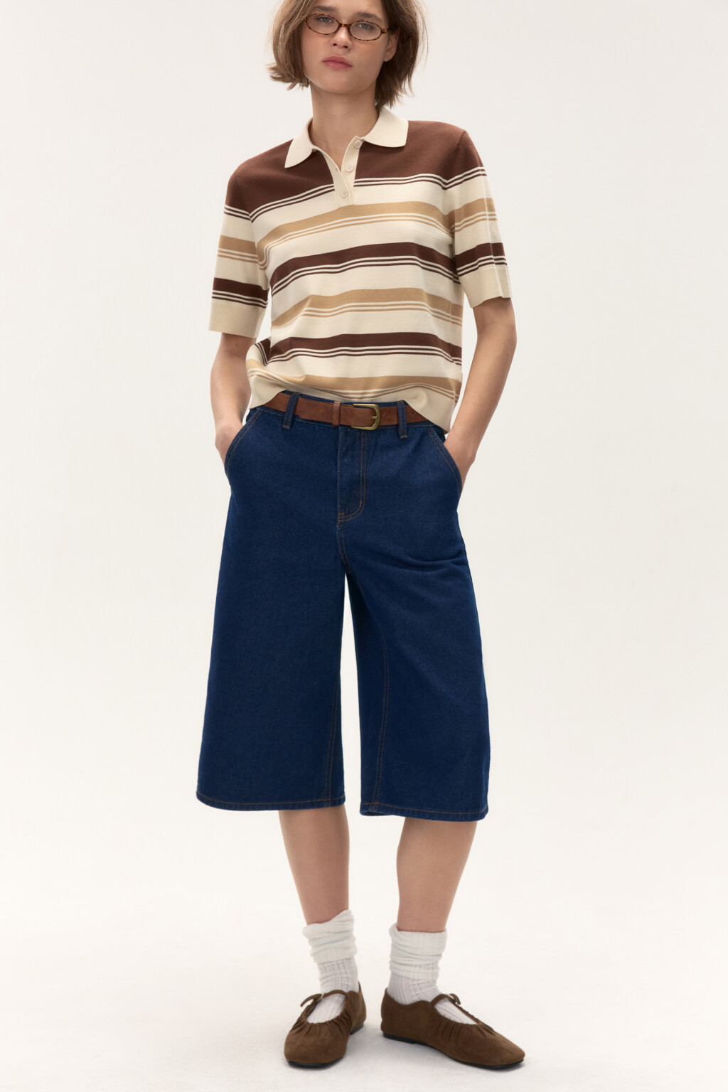 Джортсы широкие с ремнем - цвет синий - 1