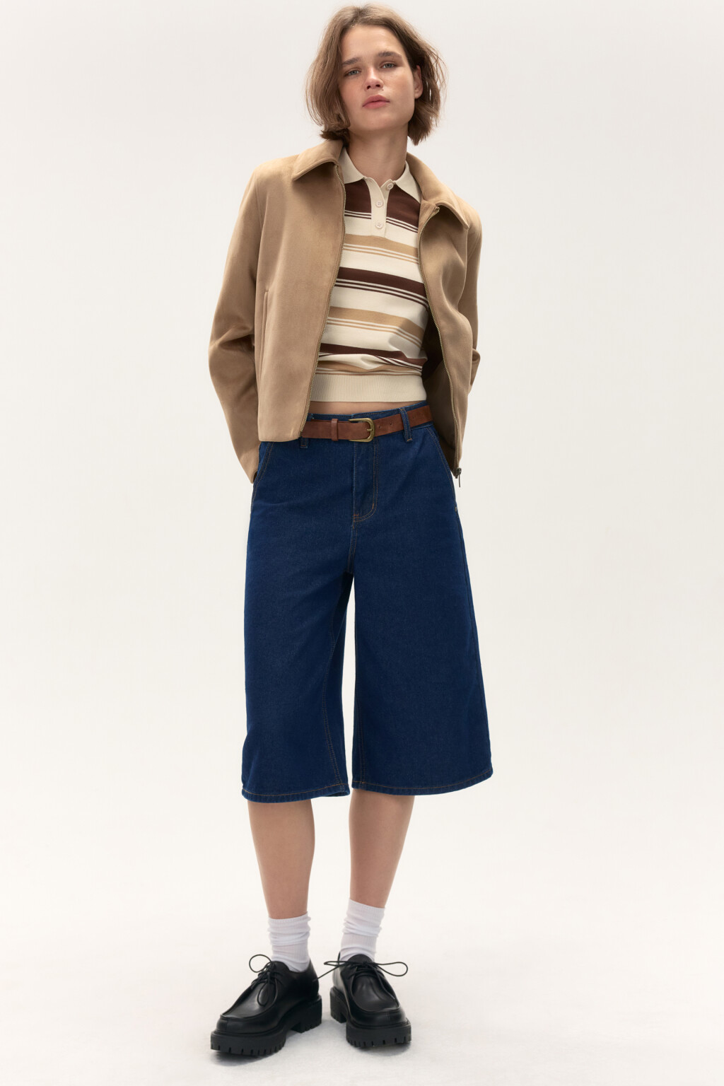 Джортсы широкие с ремнем - цвет синий - 2