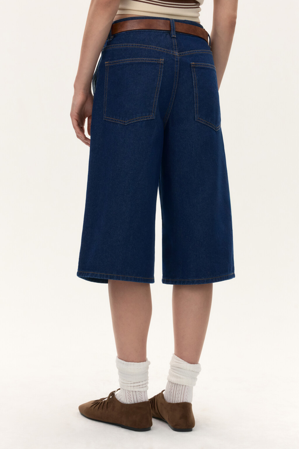 Джортсы широкие с ремнем - цвет синий - 5