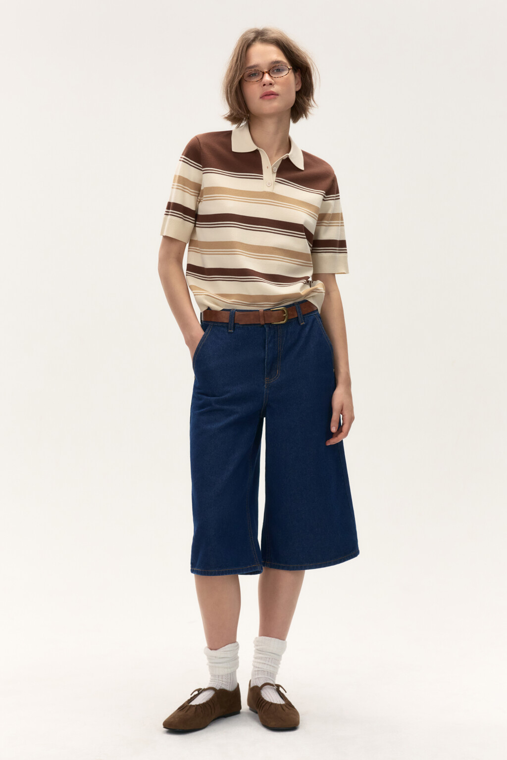 Джортсы широкие с ремнем - цвет синий - 6