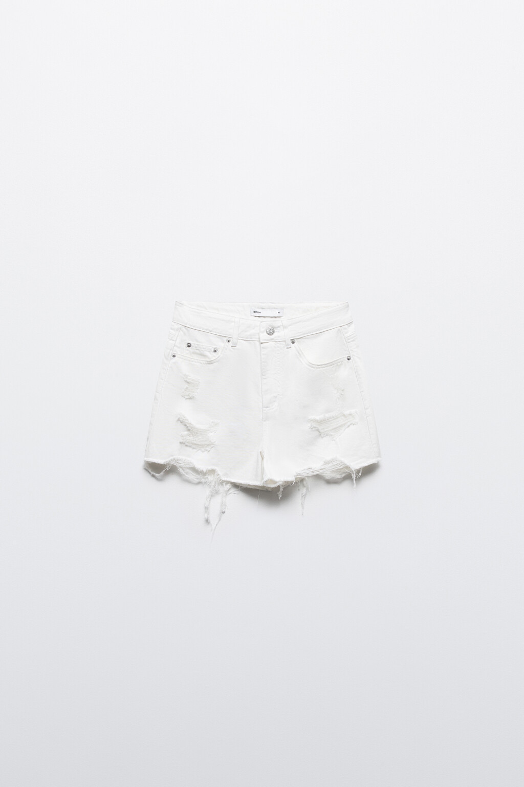 Шорты джинсовые рваные - цвет белый - 8