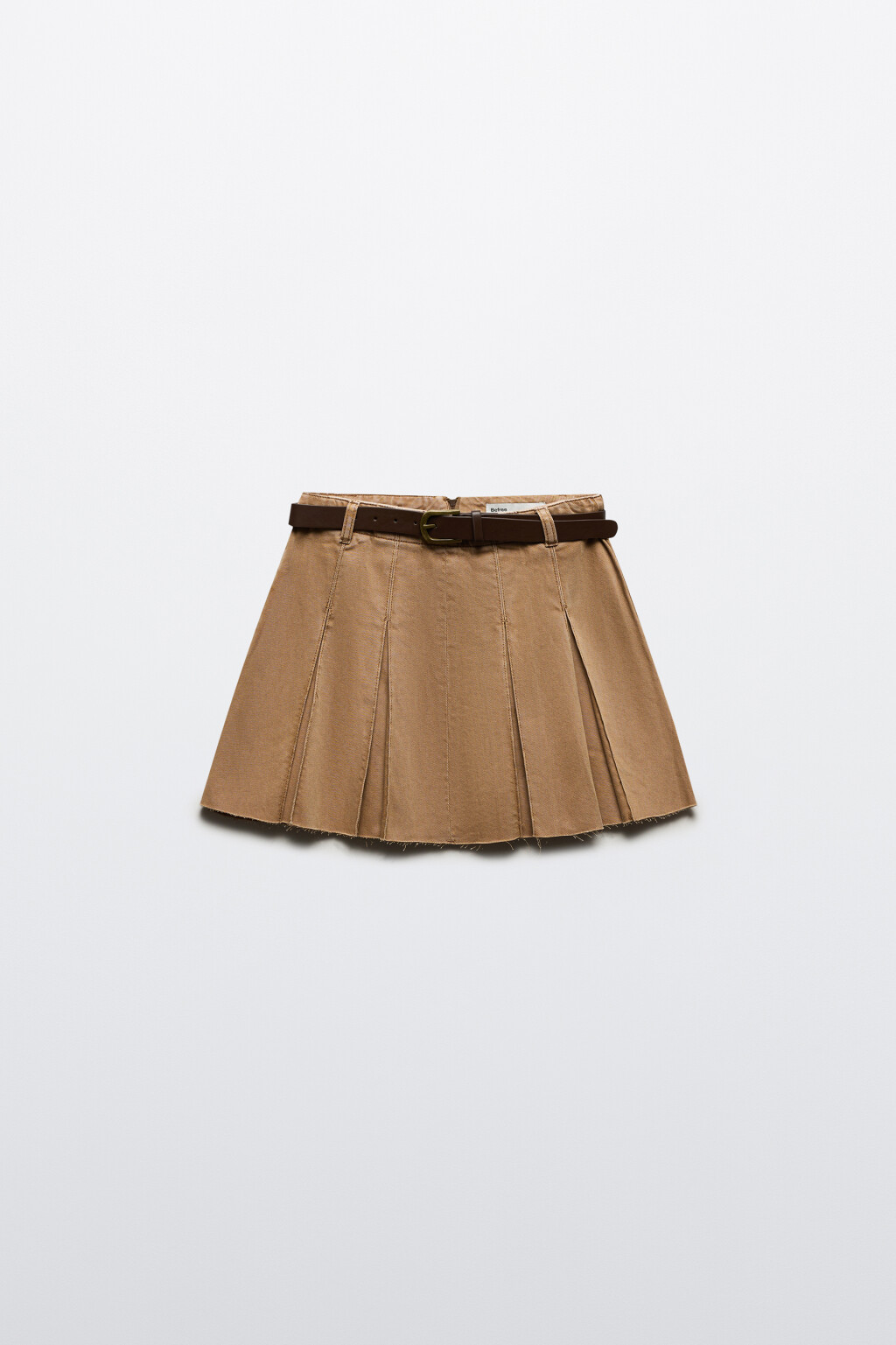 Юбка джинсовая в складку с ремнем - цвет бежевый - 9