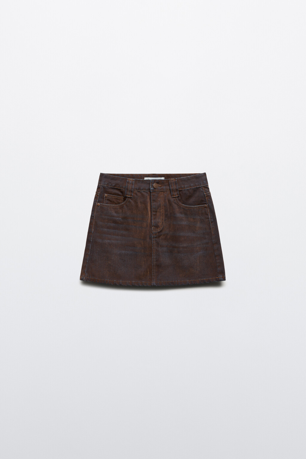 Юбка мини джинсовая с флоком - цвет коричневый - 7