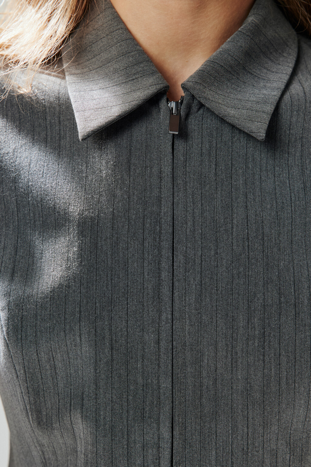 Жилет на молнии с отложным воротником - цвет серый - 6