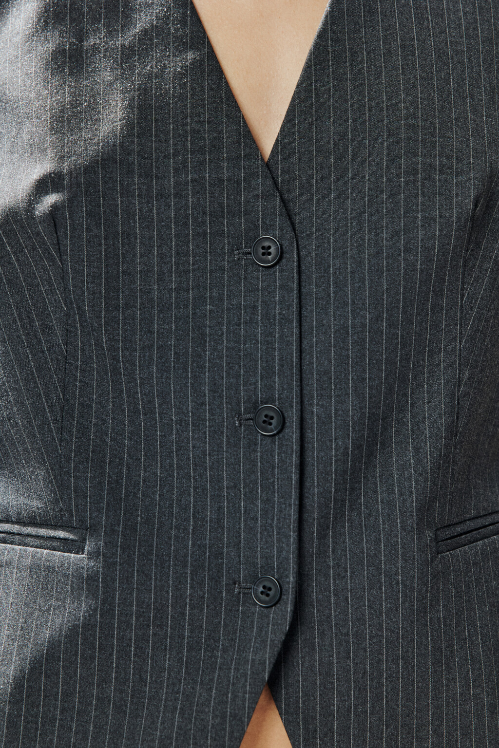 Жилет костюмный в полоску - цвет серый - 5