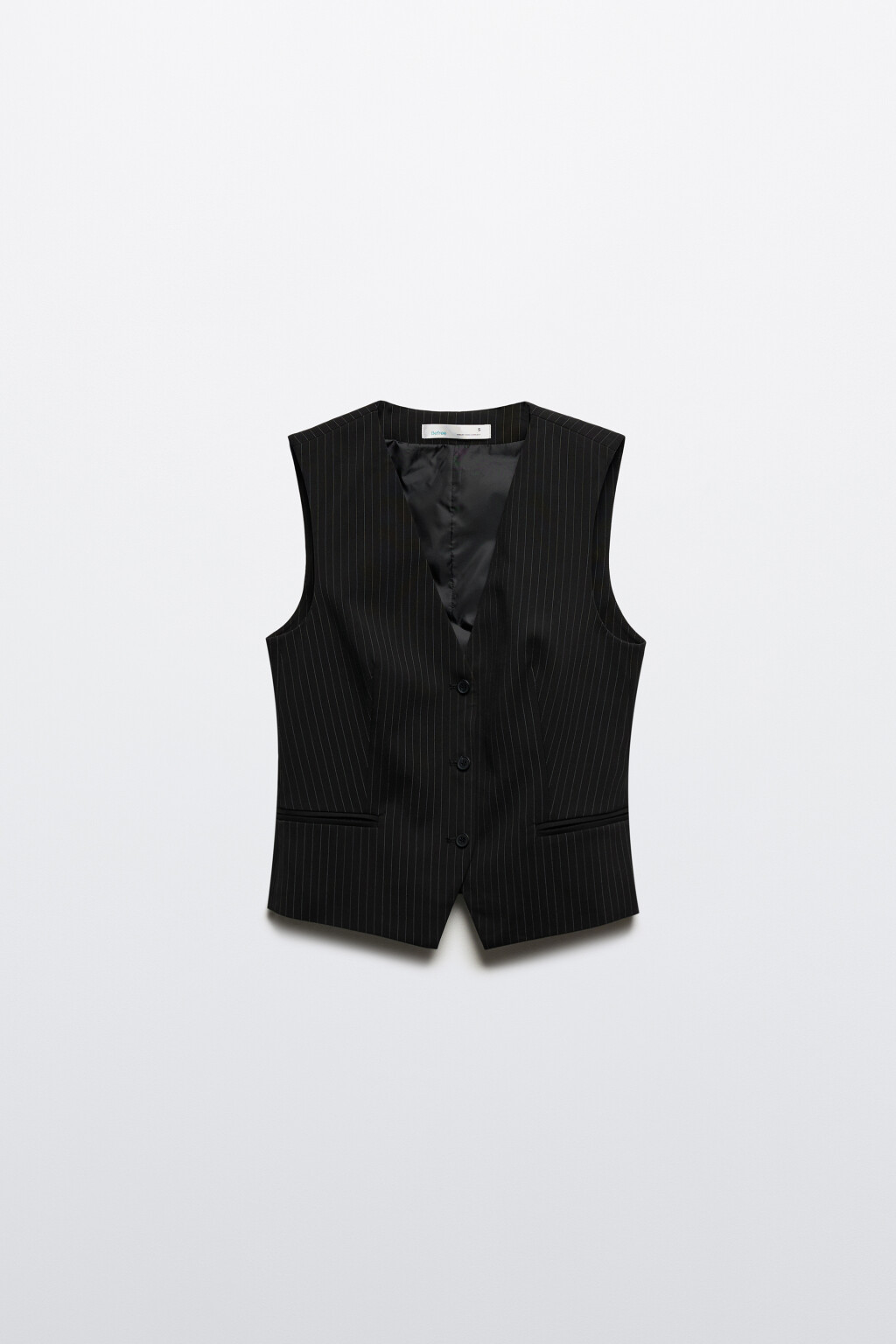 Жилет костюмный в полоску - цвет черный - 7