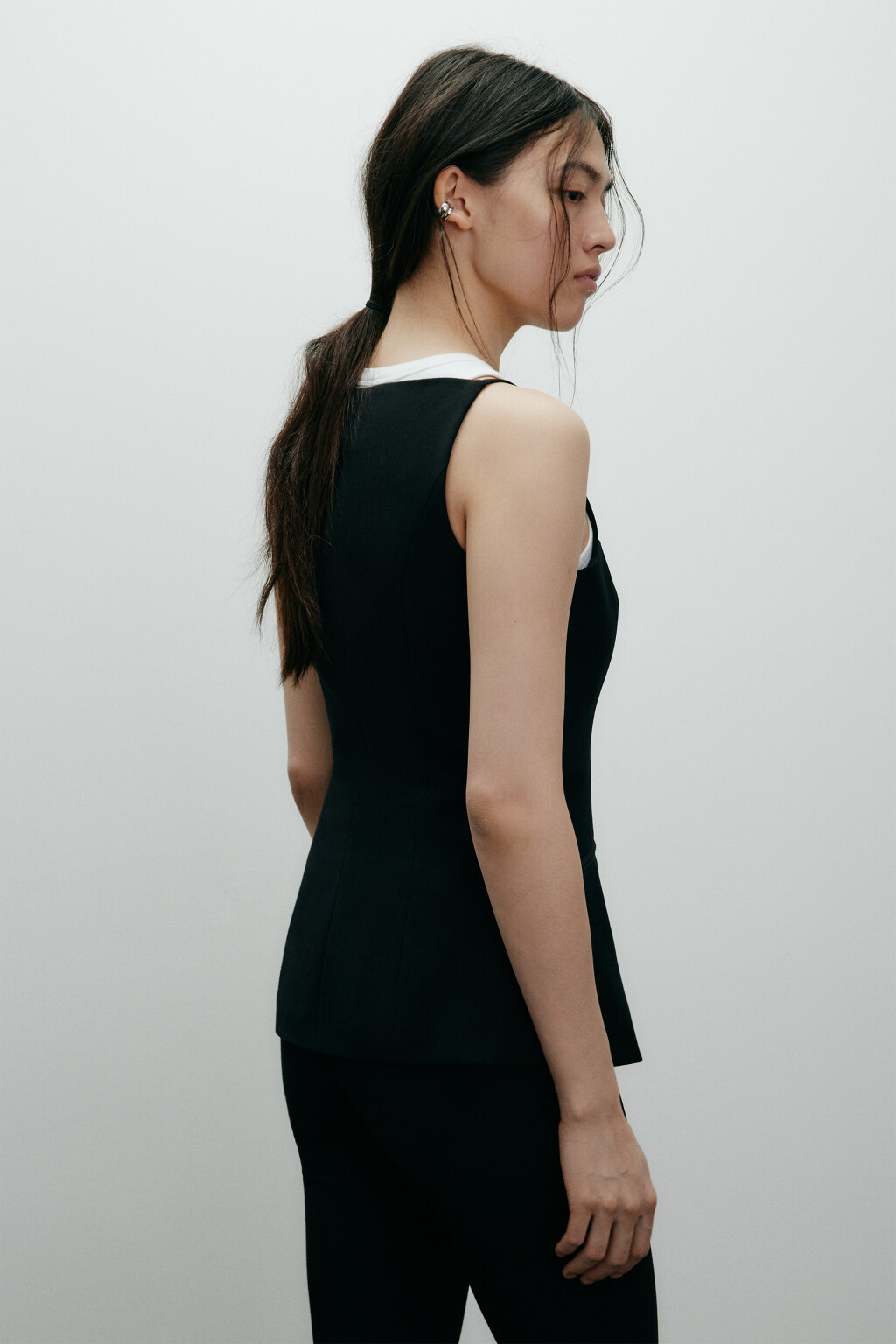 Жилет костюмный на бретелях - цвет черный - 6