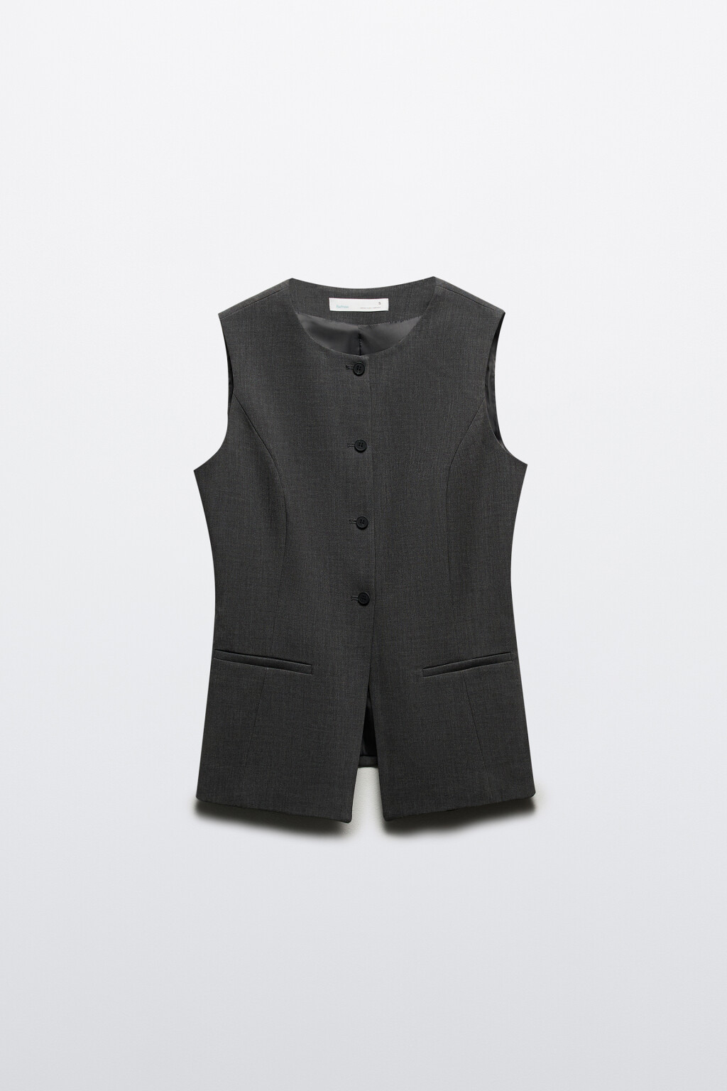 Жилет приталенный с круглым вырезом - цвет серый - 10