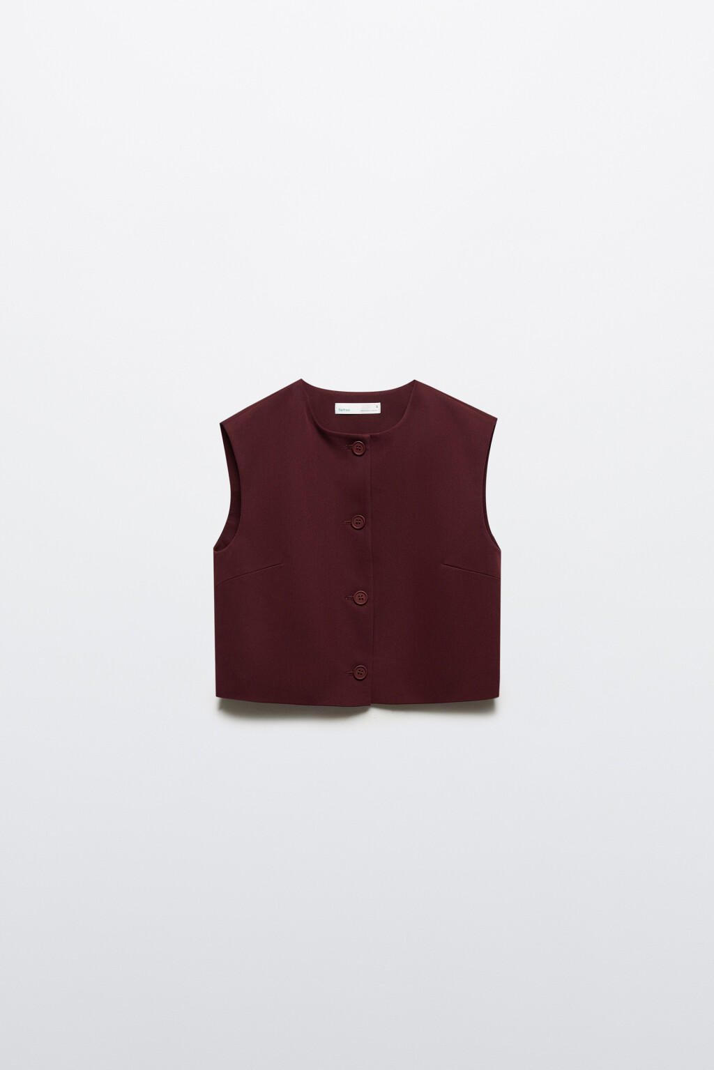 Жилет костюмный с круглым вырезом - цвет бордовый - 7
