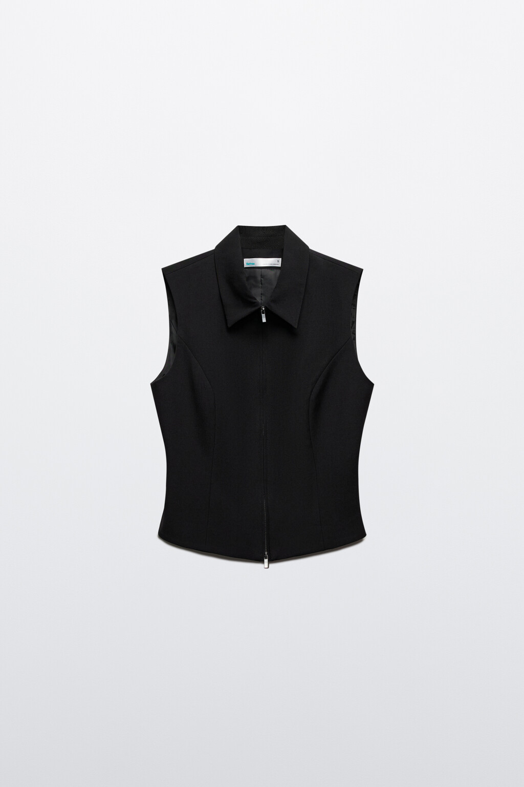 Жилет на молнии с отложным воротником - цвет черный - 7
