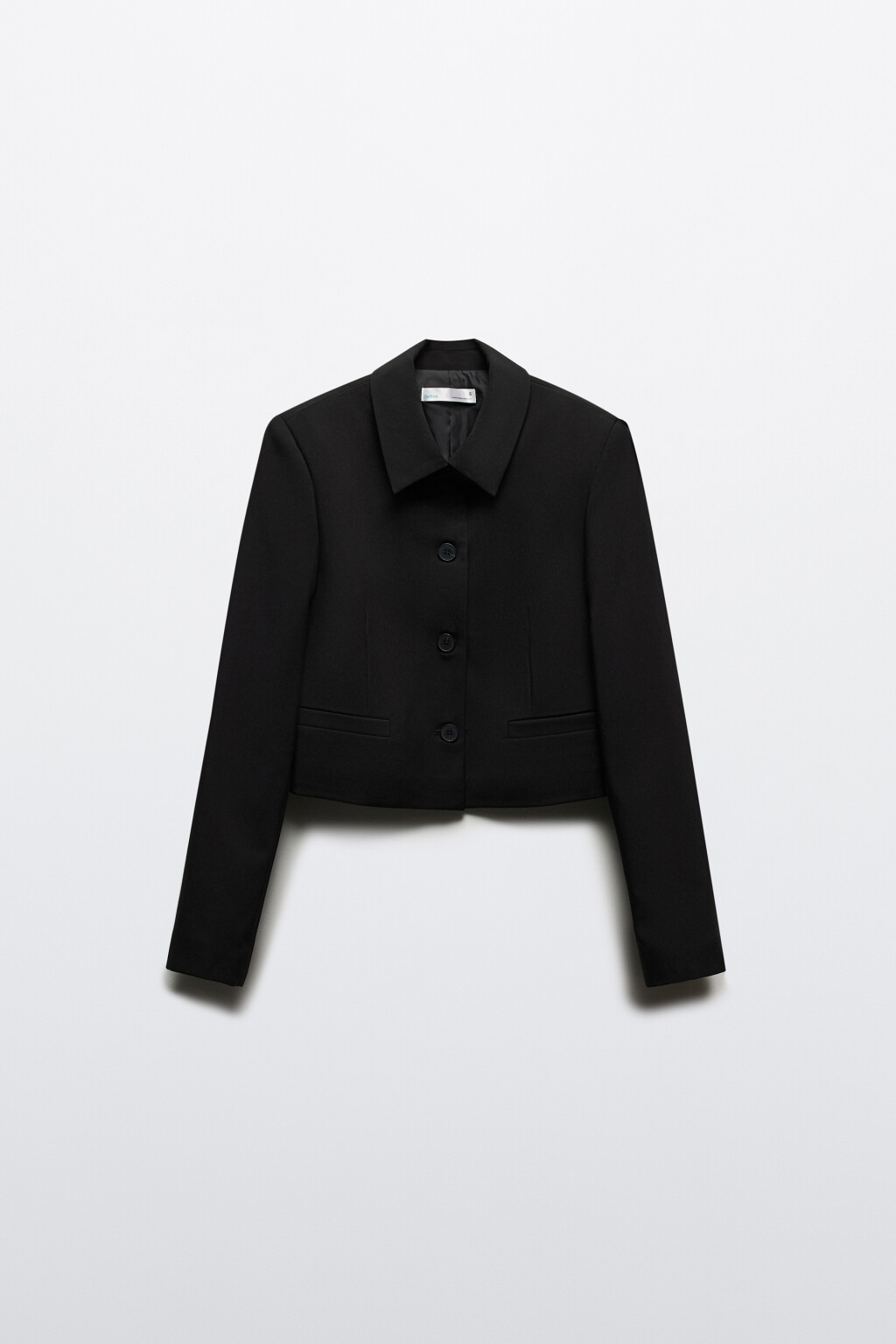 Жакет укороченный с отложным воротником - цвет черный - 9