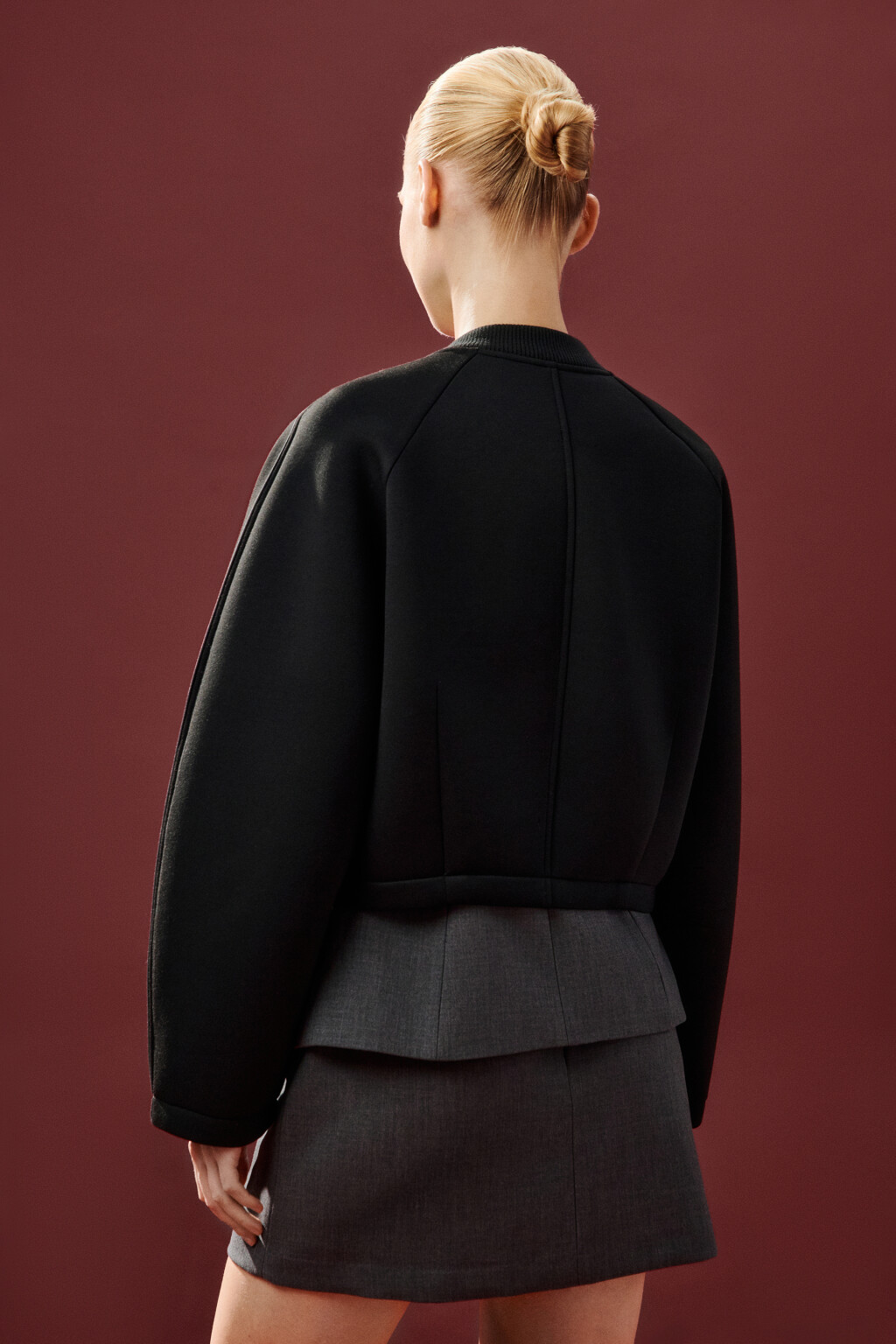 Жакет-бомбер укороченный на молнии - цвет черный - 4