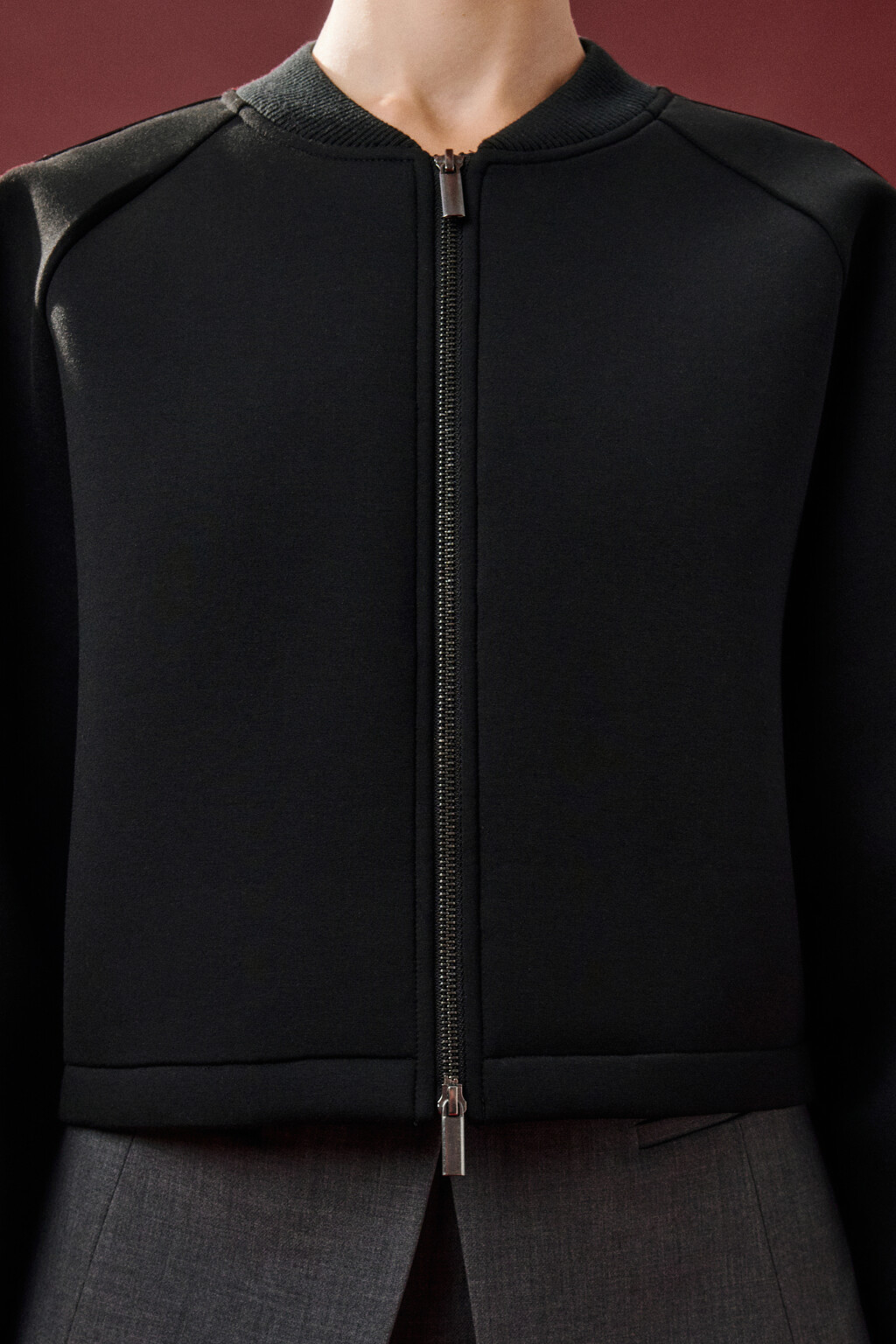 Жакет-бомбер укороченный на молнии - цвет черный - 6