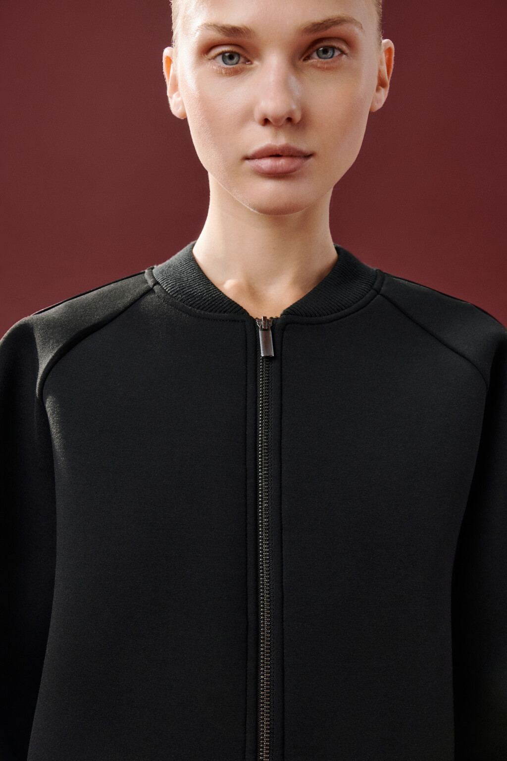 Жакет-бомбер укороченный на молнии - цвет черный - 7