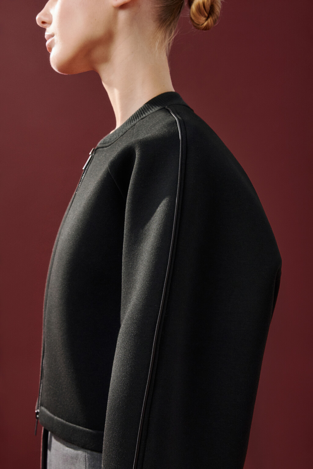 Жакет-бомбер укороченный на молнии - цвет черный - 8