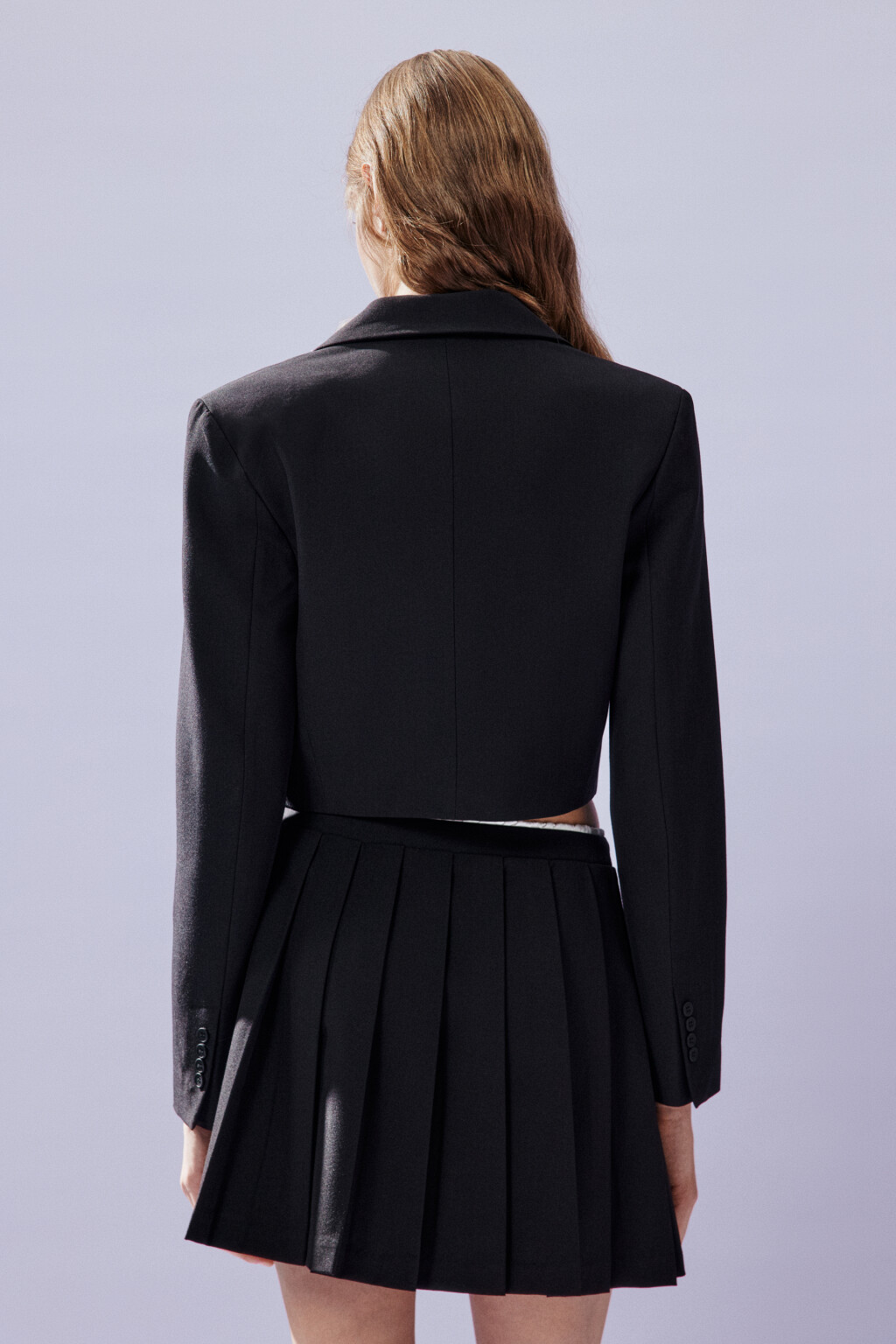 Жакет укороченный однобортный - цвет черный - 3