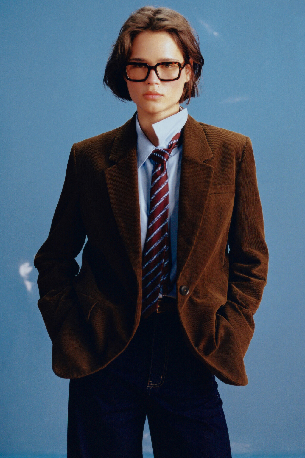 Пиджак однобортный из вельвета - цвет коричневый - 9