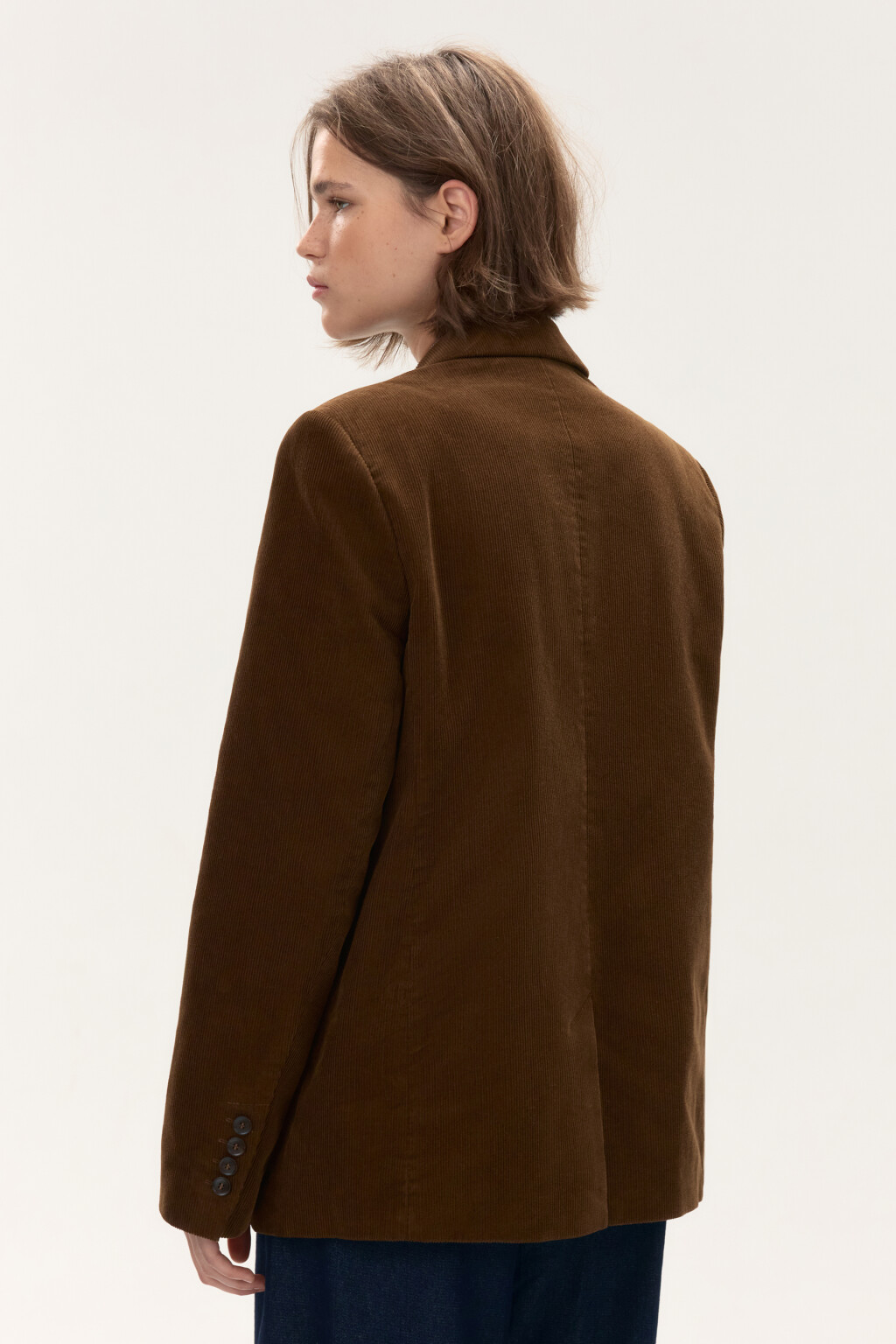 Пиджак однобортный из вельвета - цвет коричневый - 4