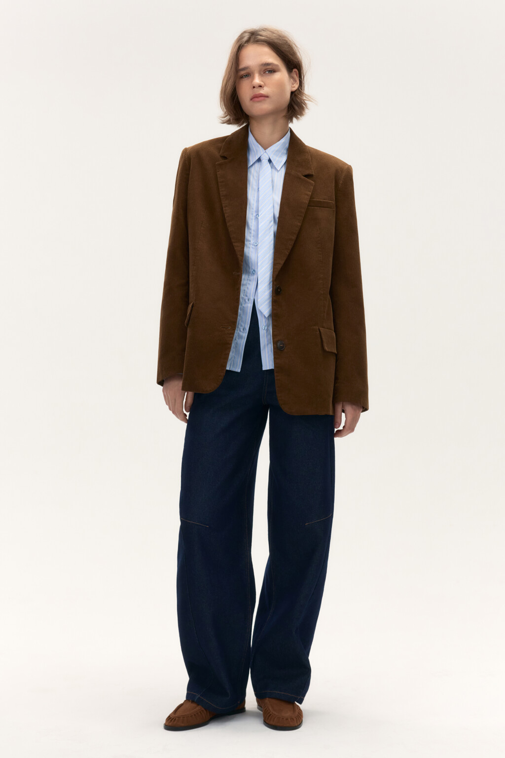 Пиджак однобортный из вельвета - цвет коричневый - 5