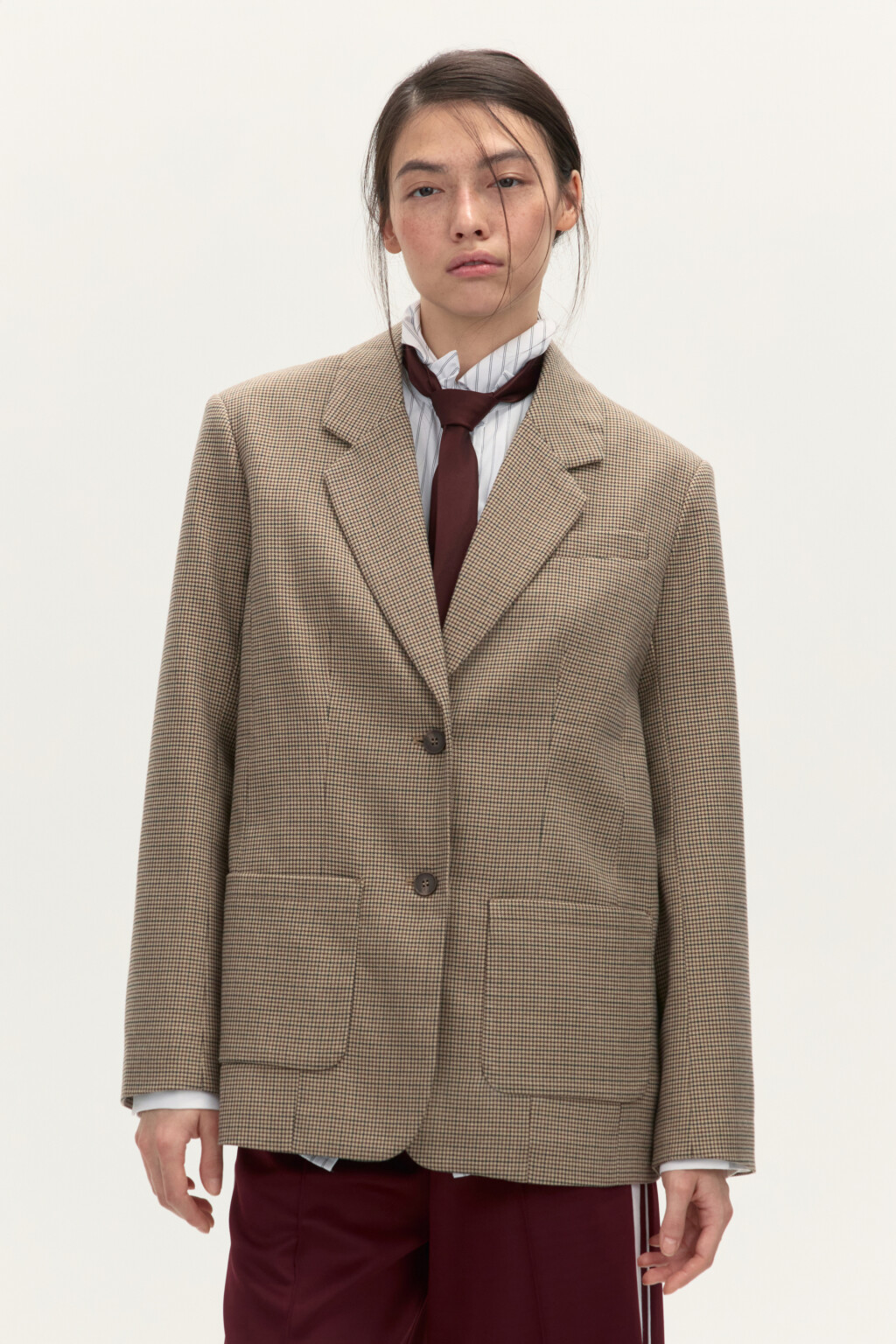 Пиджак в клетку с накладными карманами - цвет бежевый - 3