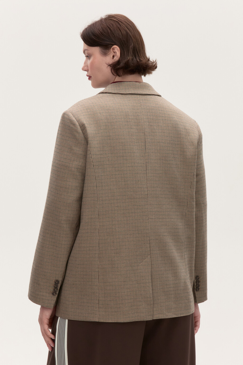 Пиджак в клетку с накладными карманами - цвет бежевый - 3