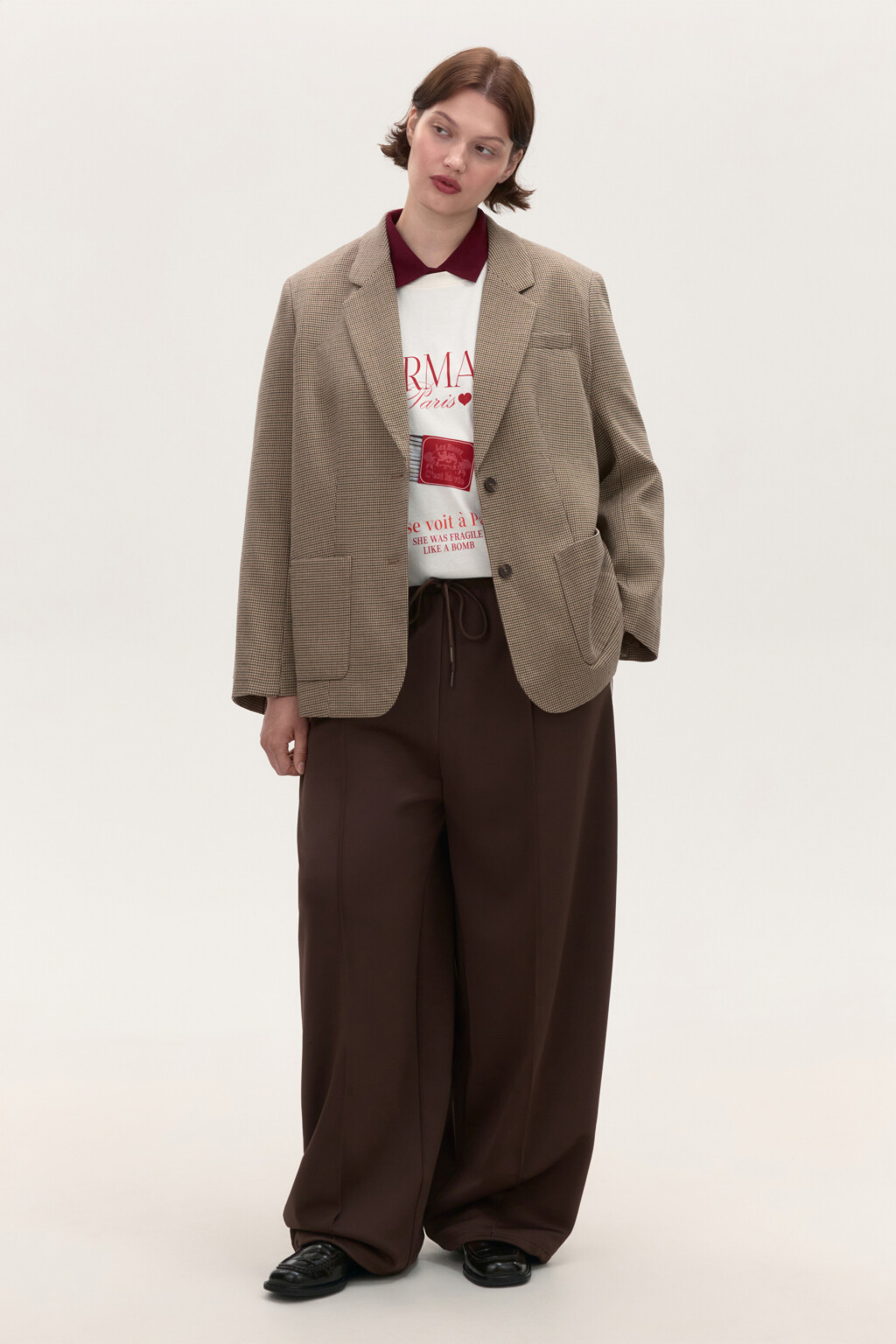 Пиджак в клетку с накладными карманами - цвет бежевый - 4