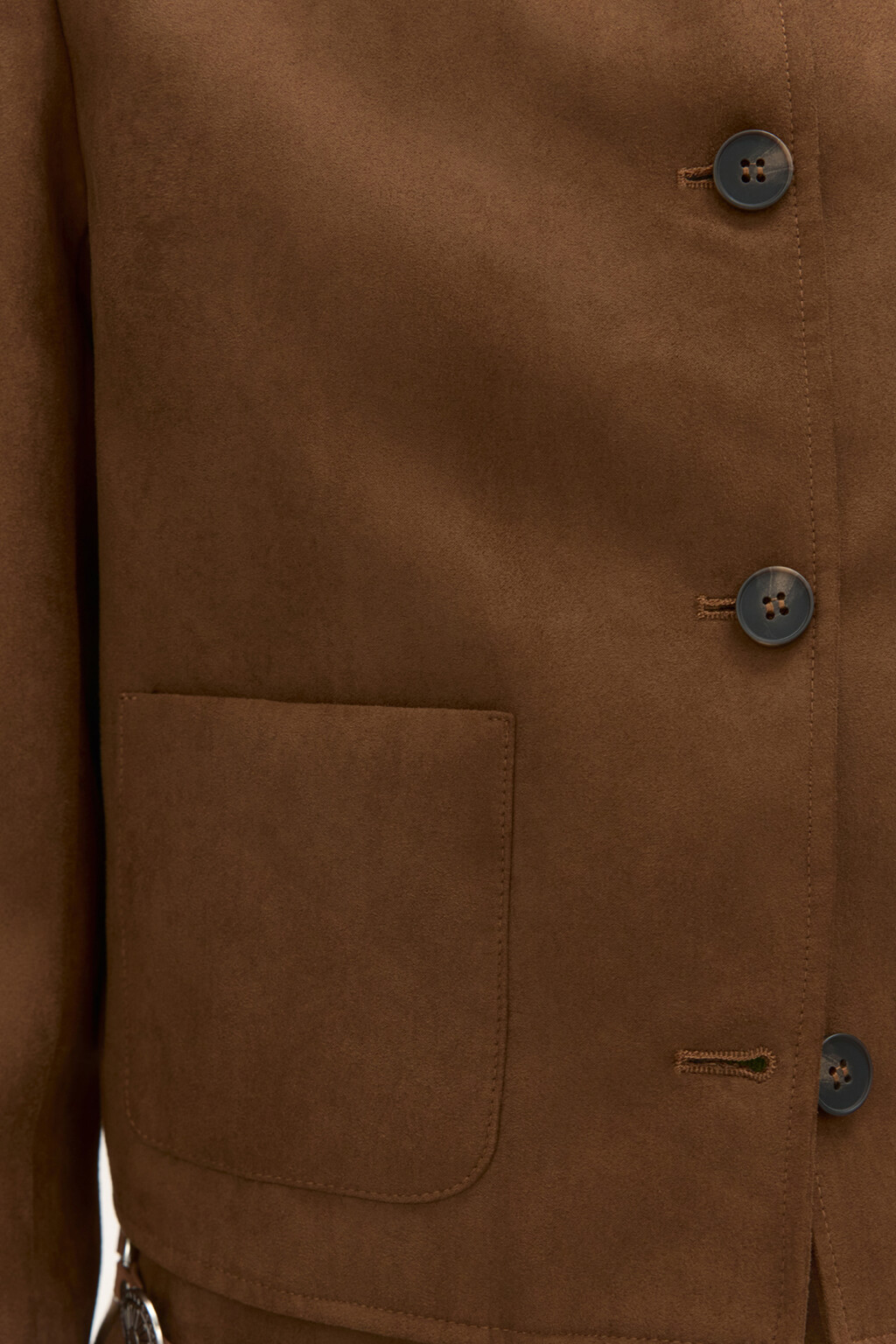 Жакет укороченный с замшевой фактурой - цвет коричневый - 6