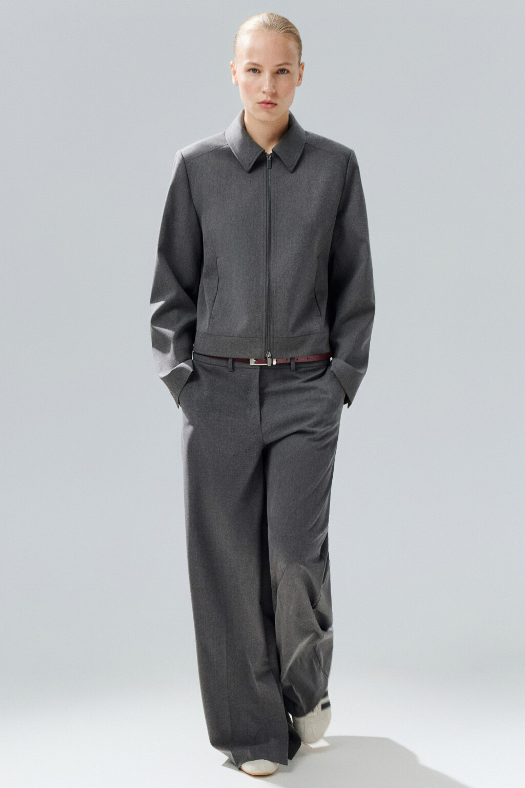 Жакет-бомбер на молнии - цвет серый - 2