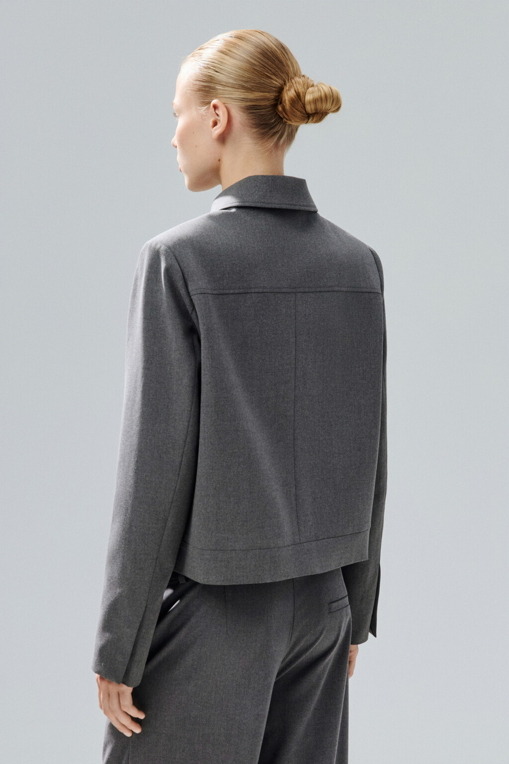 Жакет-бомбер на молнии - цвет серый - 5