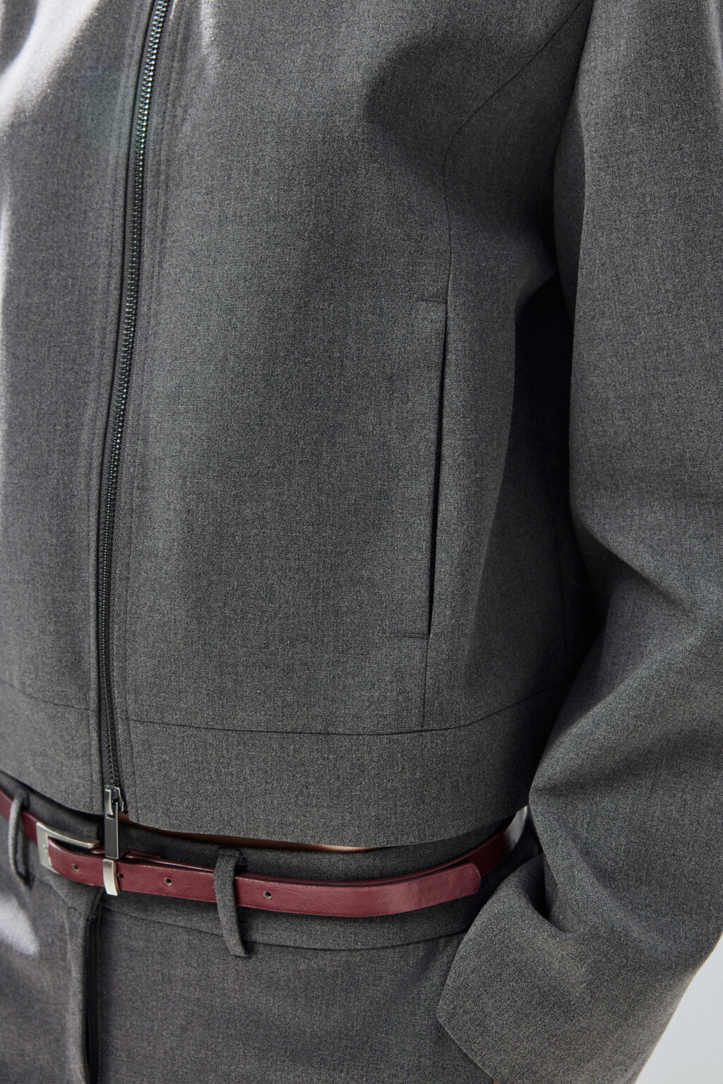 Жакет-бомбер на молнии - цвет серый - 8