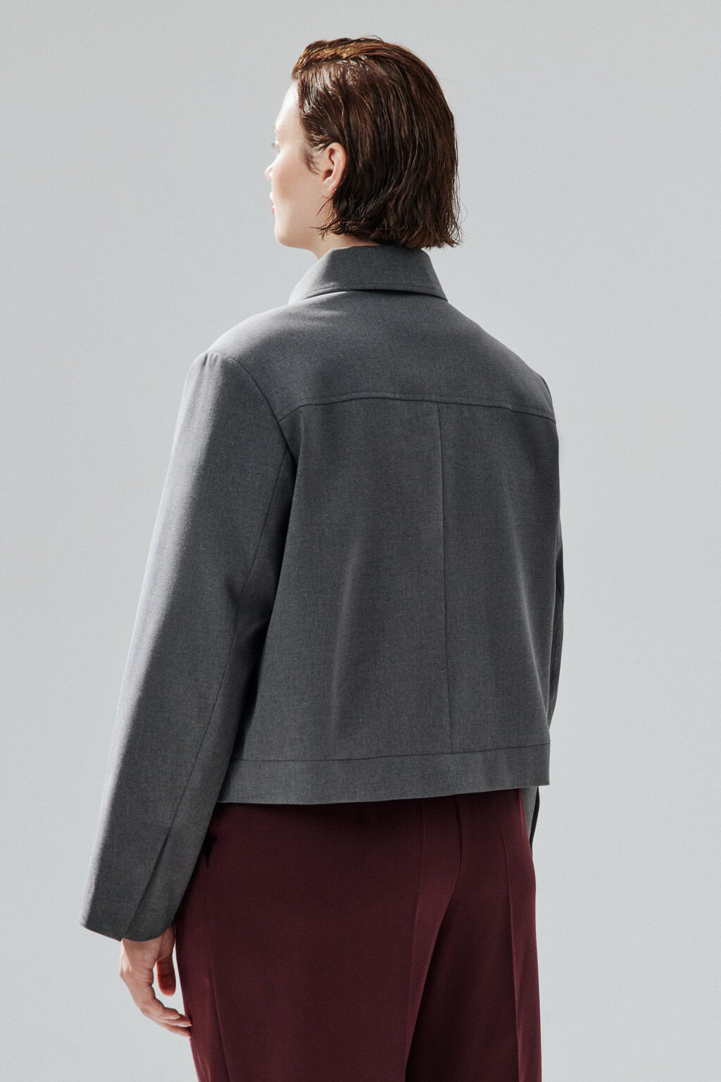 Жакет-бомбер на молнии - цвет серый - 3