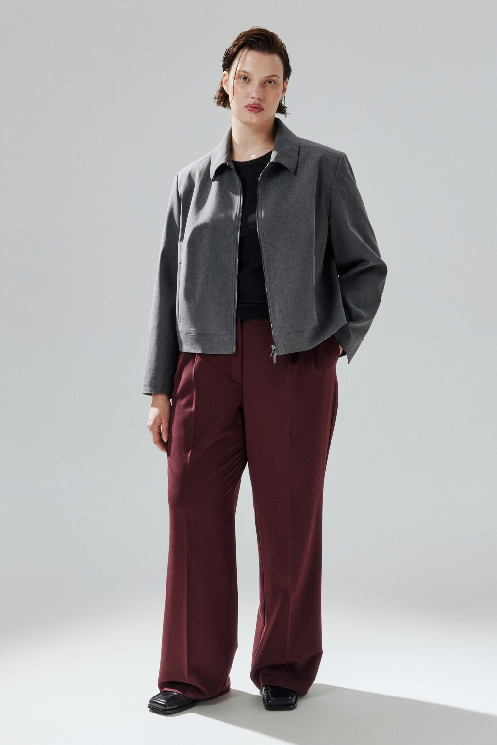 Жакет-бомбер на молнии - цвет серый - 4